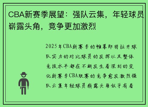 CBA新赛季展望：强队云集，年轻球员崭露头角，竞争更加激烈